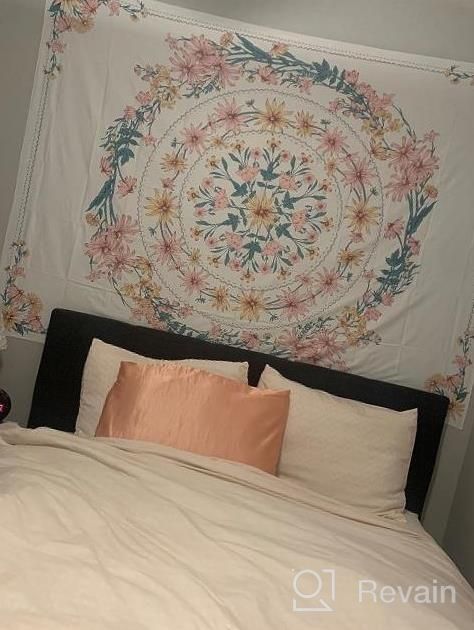 img 1 attached to Pink Simpkeely Mandala Floral Medallion Tapestry - Sketched Clara Flower Plant Boho Wall Hanging For Bedroom Living Room Dorm Home Decor 59.1 X 80 Inches review by Michael Woods
