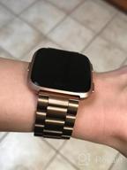img 1 attached to Stylish Solid Stainless Steel Metal Strap Replacement Band For Fitbit Versa 2, Versa Lite, Versa SE - Compatible With Men And Women - Black review by Allen Wagner