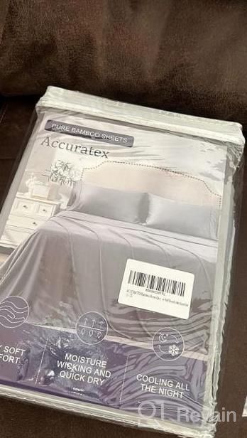 img 1 attached to Cooling Queen Size Bamboo Sheets - 4 Piece Queen Sheet Set With 16" Deep Pocket, Soft And Breathable Grey Bamboo Bed Sheets - ACCURATEX review by Paula Whalen