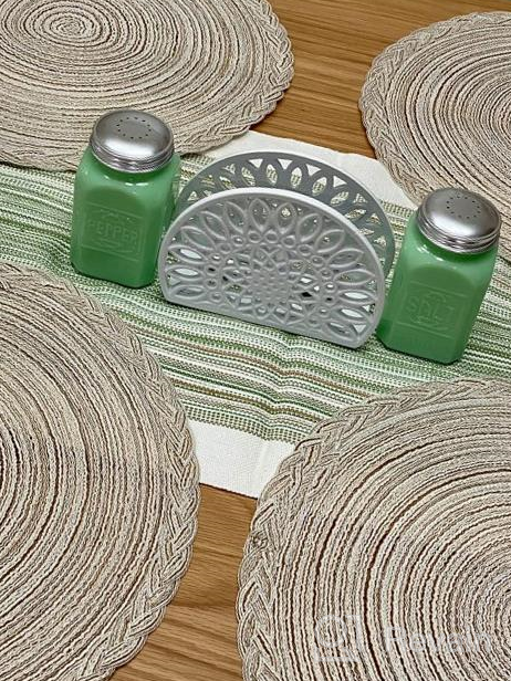 img 1 attached to U'Artlines 15 Inch Round Cotton Placemats Non Slip Heat Resistant Braided Table Mats For Fall, Dinner Parties, BBQs, Indoor And Ourdoor Use (6Pcs Placemats, Beige) review by John Talcott