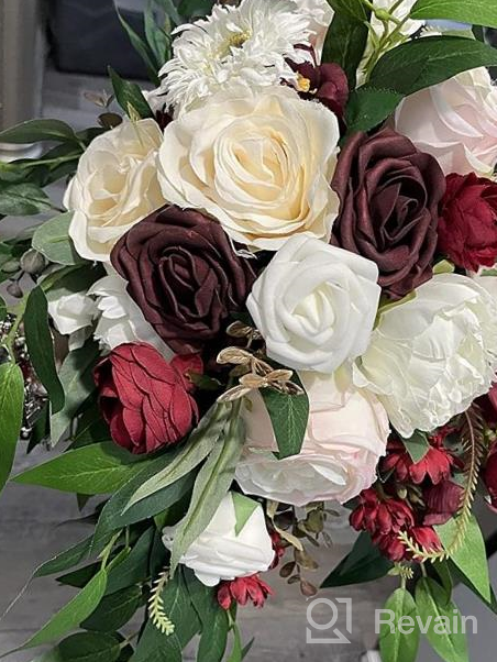 img 1 attached to Stunning Rose Bouquets For The Bride - Cascading White And Burgundy Red Flowers Ideal For Weddings, Anniversaries, And Bridal Showers - By HiiARug review by Sabryna Wickings