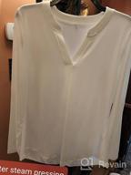 картинка 1 прикреплена к отзыву Женская плиссированная туника с рукавами 3/4 и V-образным вырезом, деловая повседневная свободная рабочая блузка от Justin Webb