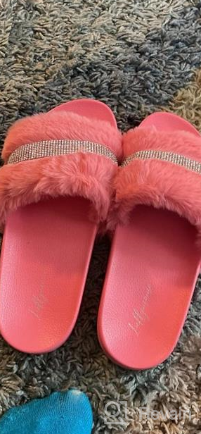 img 1 attached to Women'S Rhinestone Slides Sandals, Flat Soft Indoor Outdoor Slippers review by John Clarey