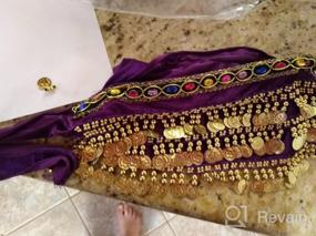 img 4 attached to Мерцание в стиле: пояс MUNAFIE Belly Dance Coins, модная юбка, шарф с золотыми монетами элегантного фиолетового оттенка