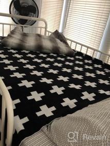 img 6 attached to Stylish Black And White Swiss Cross Pattern Throw Blanket - Perfect For Home, Office Or Anywhere Else
