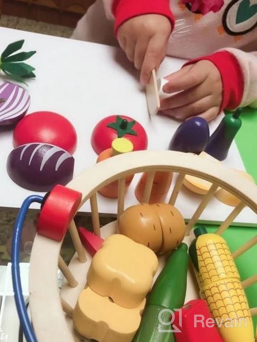 img 1 attached to Magnetic Wooden Cutting Vegetables Food Play Toy Set For Kids - Victostar With Basket Included! review by Mike Lawler