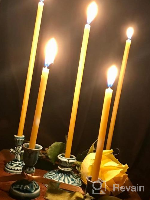 img 1 attached to Pure Beeswax Taper Candles – 100% Natural, Dripless, And Slow Burning For Home, Dinner, And Celebrations review by Angel Serafini