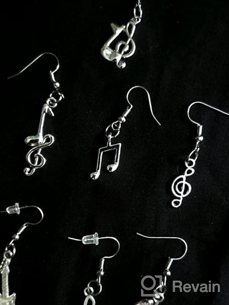 img 1 attached to 🎶 WUWEIJIAJIA 12 Pairs Vintage Silver Music Note Dangle Earrings Sets – Handmade Lightweight Musical Instrument Guitar Violin Earrings for Women, Girls, and Teen Music Lovers review by Michael Ringgold