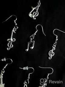 img 5 attached to 🎶 WUWEIJIAJIA 12 Pairs Vintage Silver Music Note Dangle Earrings Sets – Handmade Lightweight Musical Instrument Guitar Violin Earrings for Women, Girls, and Teen Music Lovers