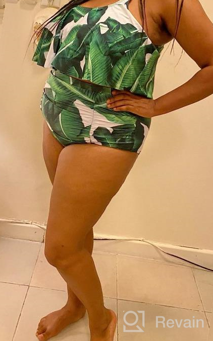 img 1 attached to ADOME High Waist Floral Swimsuit Set with Tummy Control for Women - Two Piece Plus Size Swimwear review by Carlos Barrett