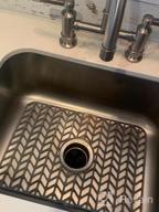 img 1 attached to JOOKKI Kitchen Sink Protector Grid 16.2''X 12.5'', Silicone Mat For Farmhouse Stainless Steel With Center Drain Accessory review by Chad Jeffries