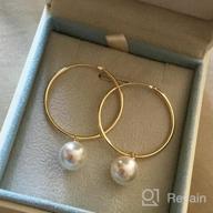 img 1 attached to 👂 FANCIME White/Yellow Gold Plated Sterling Silver Pearl Hoop Earrings - Dangle Drop & Endless, Fine Jewelry for Women & Girls review by Anthony Record