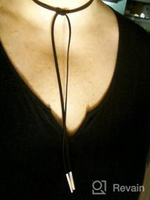 img 8 attached to Handmade Long Elastic Tassel Necklace in Black, 63-Inch - WaMLFac Alloy & Faux Leather