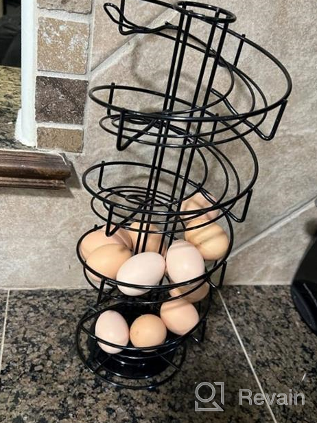 img 1 attached to Rose Gold Toplife Spiral Design Metal Egg Skelter Dispenser Rack Storage Display Rack review by Shima Hennigan