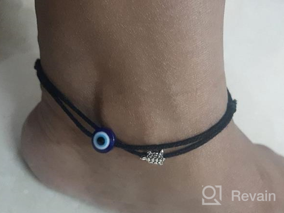 img 1 attached to 💎 GURJARI JEWELLERS Set of 5 Adjustable Black Thread Anklets with Oxidised Beads for Girls - nazariya Anklet review by Kathy Robinson