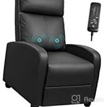 img 1 attached to 🪑 JUMMICO Recliner Chair - Massage Recliner Sofa Chair with Padded Seat, Adjustable Recline - Home Theater Single Modern Living Room Recliners in PU Leather, Thick Seat Cushion and Backrest (Black) review by James Cross