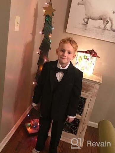 img 1 attached to Boys 5 Piece Tuxedo Set Black Boys' Clothing review by Evan Beougher