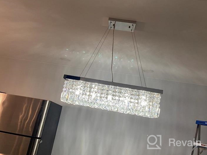 img 1 attached to Saint Mossi 5-Light K9 Crystal Chandelier Raindrop Design Modern Flush Mount Ceiling Light Fixture Pendant Adjustable Chain H9 X W10 X L31 review by Adam Whittaker