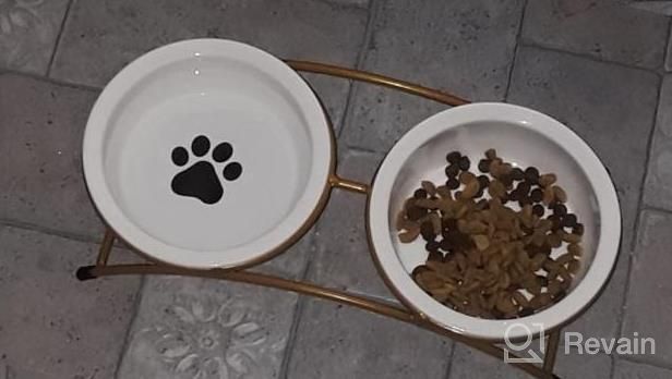 img 1 attached to Ceramic Elevated Pet Bowls With Stand - Perfect For Cats & Dogs, Dishwasher Safe review by Renee Cook