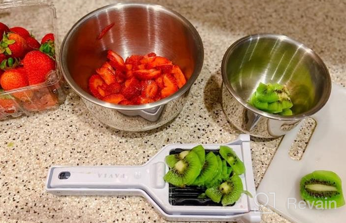 img 1 attached to FAVIA Egg Slicer For Hard Boiled Eggs Mushroom Strawberry Cherry Tomato Kiwi Fruit With 9 Stainless Steel Blades Multipurpose Handy Kitchen Gadgets BPA Free Dishwasher Safe (Violet) review by Steve Linquist