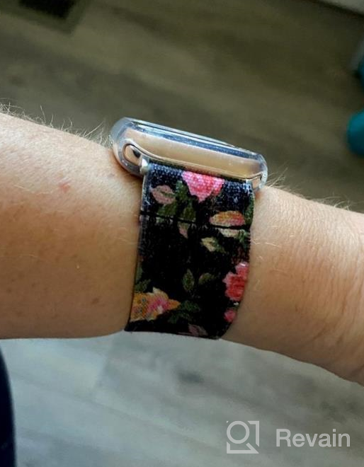 img 1 attached to Apple Watch Band Scrunchies Leopard Pattern Soft Nylon Strap Replacement Wristband For Series 8/7/SE/6/5/4/3/2, Sizes 41Mm 40Mm 38Mm Elastic Stretchy Solo Loop TOYOUTHS review by Brian Smith