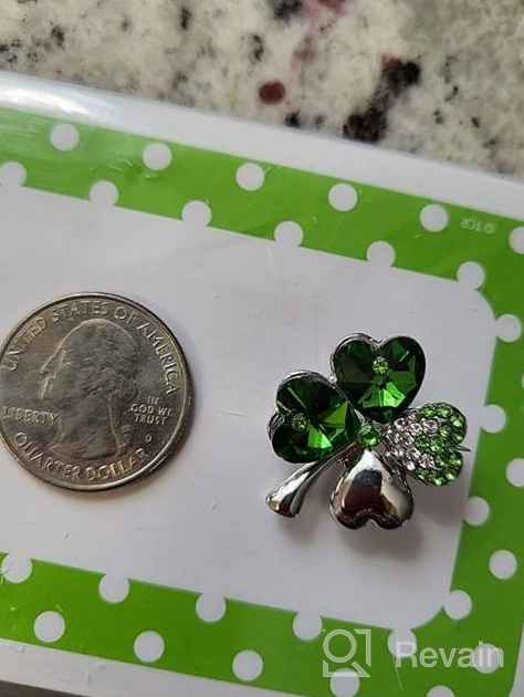 img 1 attached to Green Four Leaf Clover Necklace - St. Patrick's Day Shamrock Jewelry - Good Luck 🍀 Charm - Green Clover Necklace, Earrings, Bracelet, Brooch - Crystal and Rhinestone Accents - Mall of Style review by Tyler Fountas