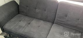img 4 attached to HONBAY Раскладной раскладной диван-кровать футон с регулируемым подлокотником для небольших помещений - стеганый диван-кровать голубовато-серого цвета
