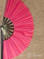 img 1 attached to Large Folding Fans For Music Festivals And Parties - Chinese And Japanese Hand Held Fans For Women And Men, Perfect For Raves, EDM, Shows, Gifts And Decoration - Black review by Marisol Rodriguez