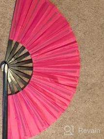 img 6 attached to Large Folding Fans For Music Festivals And Parties - Chinese And Japanese Hand Held Fans For Women And Men, Perfect For Raves, EDM, Shows, Gifts And Decoration - Black