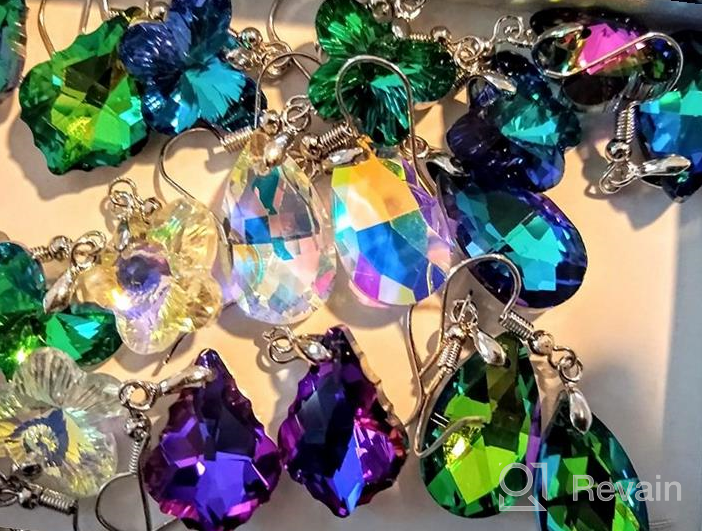 img 1 attached to 💎 Stylish Crystal Earring Set - 16 Pairs of Colorful Dangles for Women and Girls: Butterfly, Heart, Teardrop Shapes review by Elizabeth Morton