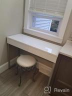 img 1 attached to Glossy White Vanity Desk By GreenForest With 2 Drawers, Modern Style Console Table For Bedroom, Home Office, & Makeup Station - 47" With Gold Metal Legs (Mirror Not Included) review by Andrew Mack