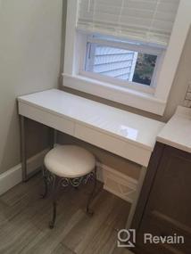 img 6 attached to Glossy White Vanity Desk By GreenForest With 2 Drawers, Modern Style Console Table For Bedroom, Home Office, & Makeup Station - 47" With Gold Metal Legs (Mirror Not Included)
