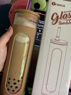 img 1 attached to Tronco 18Oz Glass Tumbler With Bamboo Lid And Straw, Glass Cup For Boba,Iced Coffee,Smoothie, Spill Proof Glass Water Bottle With Silicone Protective Sleeve, Dishwasher Safe,BPA Free review by Daniel Beaver