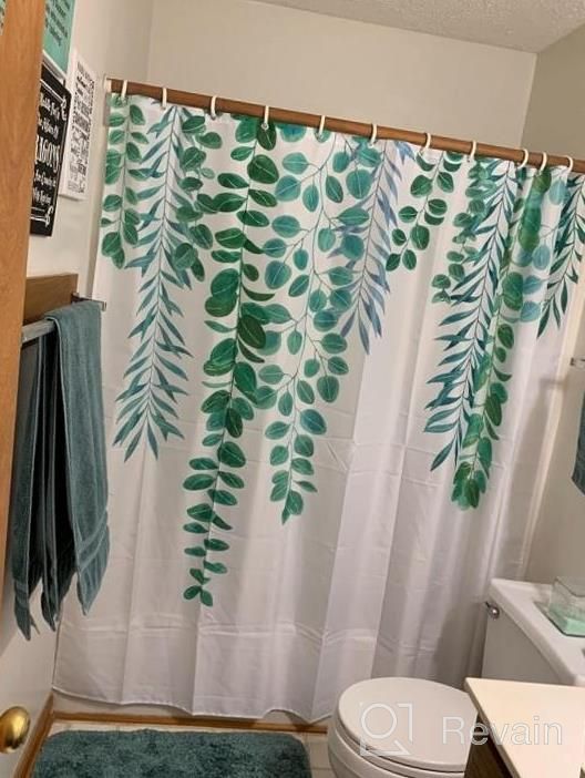 img 1 attached to Botanical Shower Curtain With Leaf Print - LIVILAN Plant Design, Green Eucalyptus And Succulent Pattern, Sage Tones - 72X72 Inches Water-Repellent Fabric With Hooks For Extra Long Coverage review by Luis Norman
