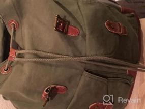img 5 attached to Green Vintage Canvas Rucksack Backpack By Gootium - Specially Washed For A Classic Look