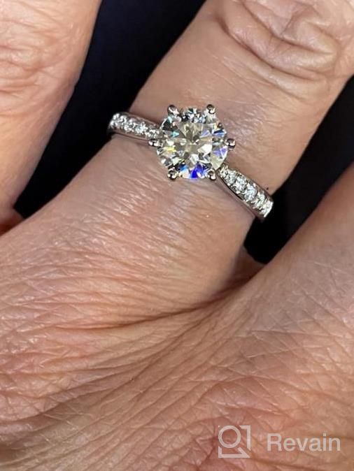 img 1 attached to Timeless Elegance: 1.0 CT Simulated Diamond Or Genuine Moissanite Engagement Ring With 10K White Gold And Graduated Side Stones review by Pete Deutsch