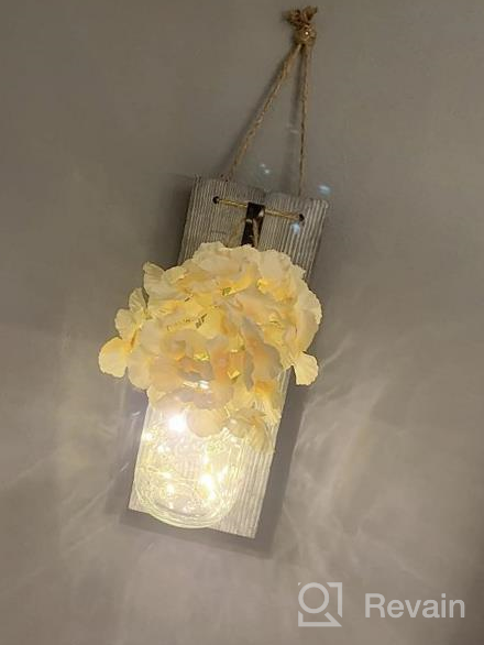 img 1 attached to Charming Rustic Grey Mason Jar Sconces With LED Lights And Silk Hydrangea - Perfect For Home And Kitchen Decor [Set Of 2] review by Duane Hayes