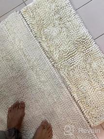 img 5 attached to Удлиненный коврик для ванной комнаты - H.VERSAILTEX Нескользящий плюшевый коврик для ванной с быстросохнущей впитывающей способностью - серый