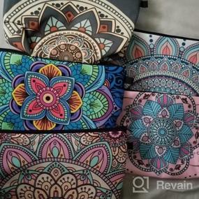 img 5 attached to Women'S 5Pcs Waterproof Cosmetic Makeup Pouches Bulk With Mandala Flower Patterns - Travel Toiletry Organizer Zipper Pencil Bags By Shynek