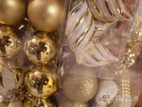 img 6 attached to 76Ct Небьющийся набор украшений для рождественской елки - бирюзовые и золотые украшения с многоразовыми подарочными коробками, различные размеры для рождественской елки