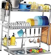 img 1 attached to 2-Tier Stainless Steel Over The Sink Dish Drying Rack W/ Utensil Holder - HOWDIA Kitchen Counter Drainer review by Joshua Sharma