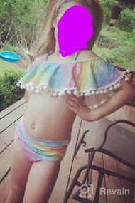 img 5 attached to Girls 2-Piece Swimsuit Bikini Tankini Beachwear Bathing Suit With Hairband For Kids