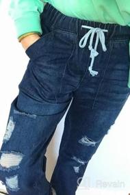 img 5 attached to Stay Comfy & Fashionable With GOSOPIN Women'S Distressed Denim Pants - Pull-On, Elastic Waist, Drawstring, And Ripped Design!