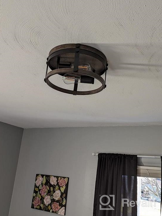 img 1 attached to Farmhouse Black And Wood Grain Texture 12-Inch Square Flush Mount Ceiling Light With 2 Lights - RE9180-2A review by Adam Clemons