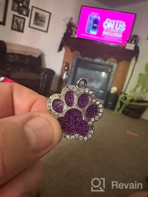 img 1 attached to Didog Glitter Rhinestone Paw Print Custom Pet ID Tags,Crystal Stainless Steel Personalized Engrave ID Tags Fit Small Medium Large Dogs And Cats,Pink review by Kyle Pickett