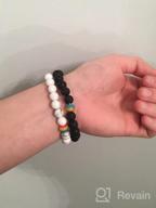 img 1 attached to LGBT Relationship Bracelet: White Howlite & Black Lava Rock, Rainbow Resin, Handmade, Love is Colorful, Gay Couples review by Ray Adair