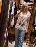 img 1 attached to SimpleFun Women'S Boho Tops Floral V Neck Short Sleeve Summer Blouse Shirts review by Meechie Camlin