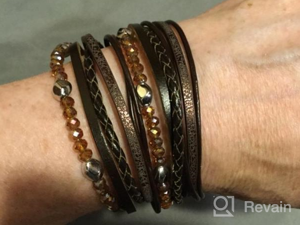 img 1 attached to Boho Cuff Bracelet: Handmade Multilayer Leather Wrap Bracelet - Perfect Bohemian Jewelry for Women's Birthday review by Sara Gurule
