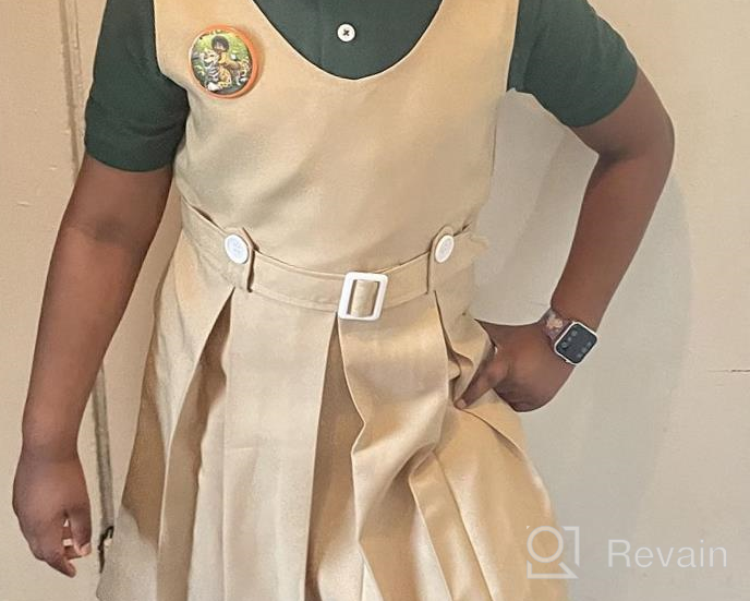 img 1 attached to 🏽 Khaki School Dress for Girls with Button Back and Pleated Hem - Available in Sizes 6-14 review by Angelina Collins