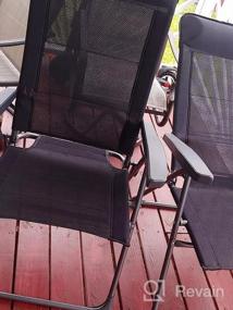 img 5 attached to Набор из 2 портативных складных стульев Goplus с откидной спинкой для патио с подголовником и 7-уровневой регулируемой спинкой, идеально подходящих для кемпинга, обеда на заднем дворе и в саду на открытом воздухе
